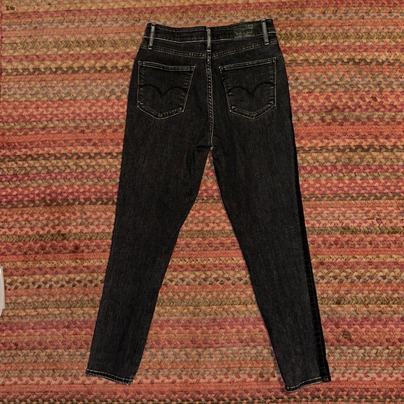 LEVIS BLACK 721 HIGH RISE STRETCH SKINNY JEANS TWO TONE STRIPE - Picture 5 of 6